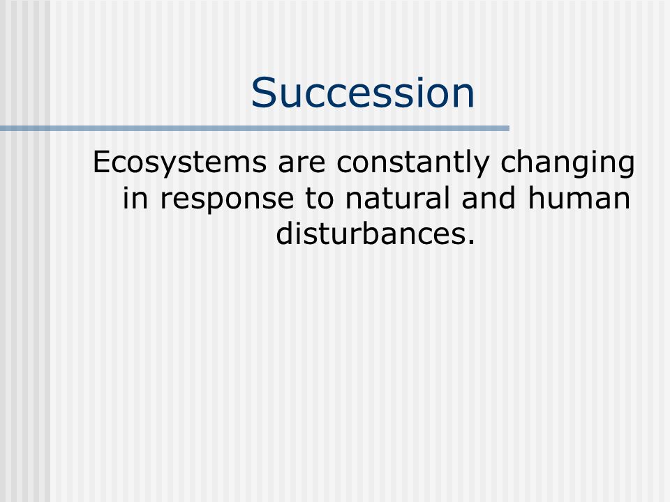 Ecosystems are constantly changing in response to natural and human disturbances.