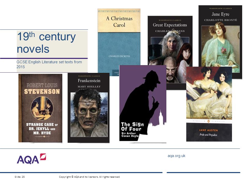 aqa.org.uk 19 th century novels GCSE English Literature set texts from 2015 Slide 25Copyright © AQA and its licensors.