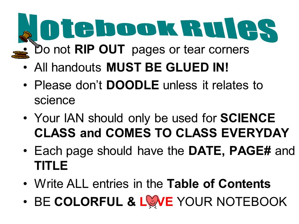 Do not RIP OUT pages or tear corners All handouts MUST BE GLUED IN.