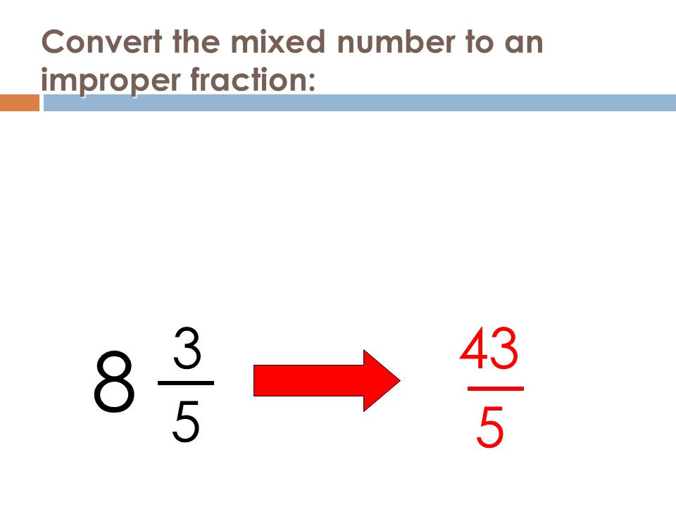 Convert the mixed number to an improper fraction: