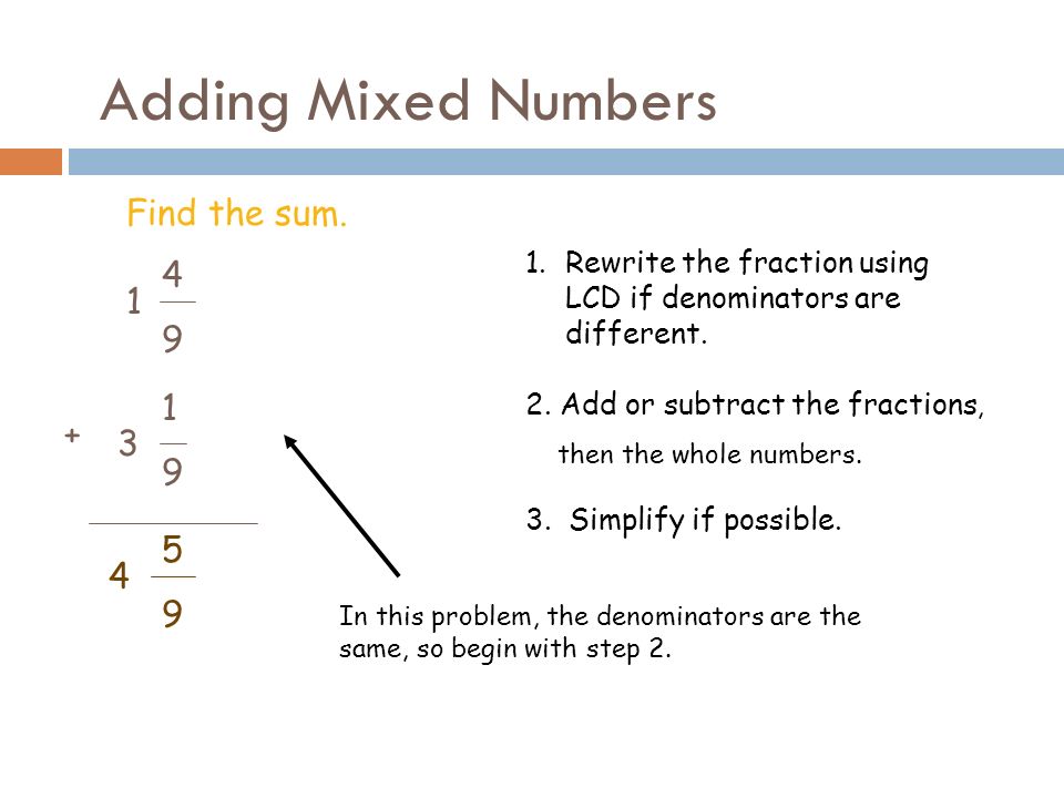 Adding Mixed Numbers Find the sum.
