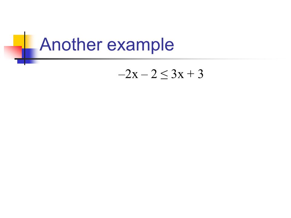 Another example –2x – 2 ≤ 3x + 3