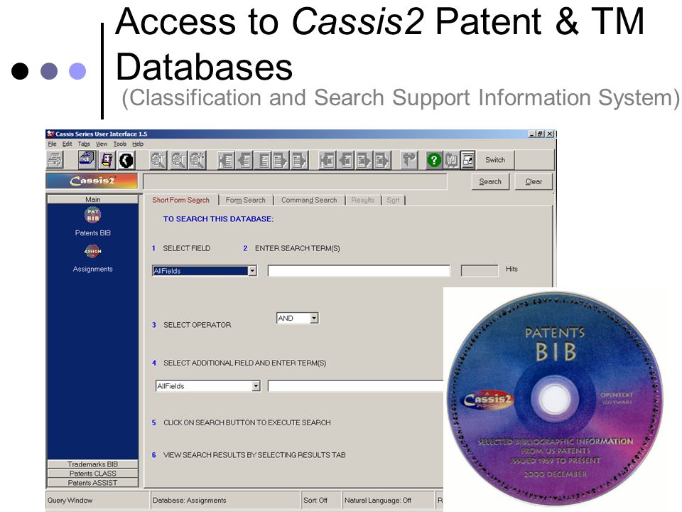 16 Access to Cassis2 Patent & TM Databases (Classification and Search Support Information System)