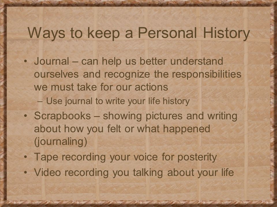 how to write your personal history