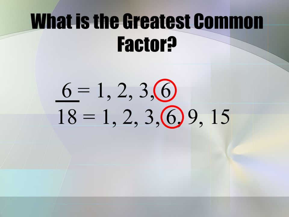 What is the Greatest Common Factor 8 = 1, 2, 4, 8 14 = 1, 2, 7,14