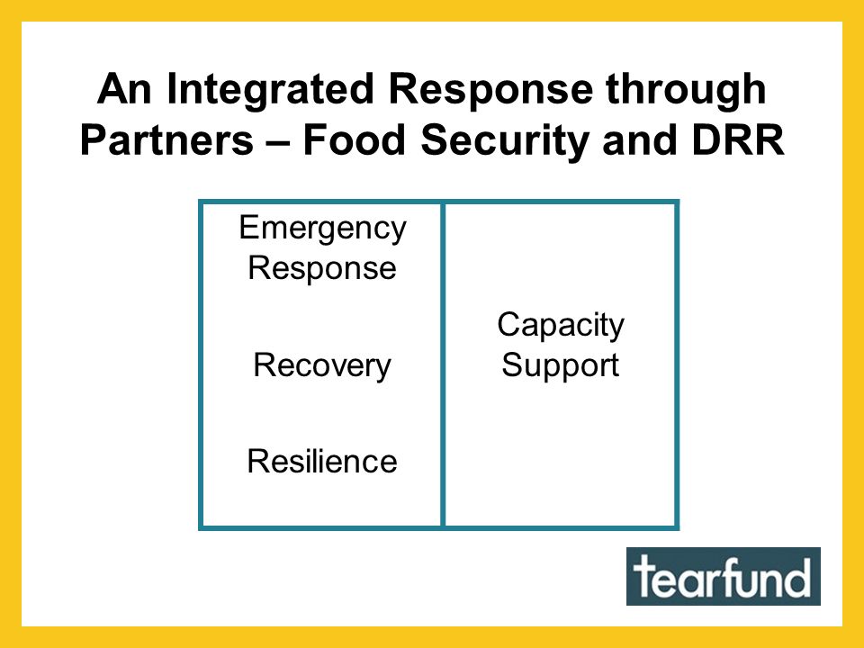 An Integrated Response through Partners – Food Security and DRR Emergency Response Recovery Resilience Capacity Support