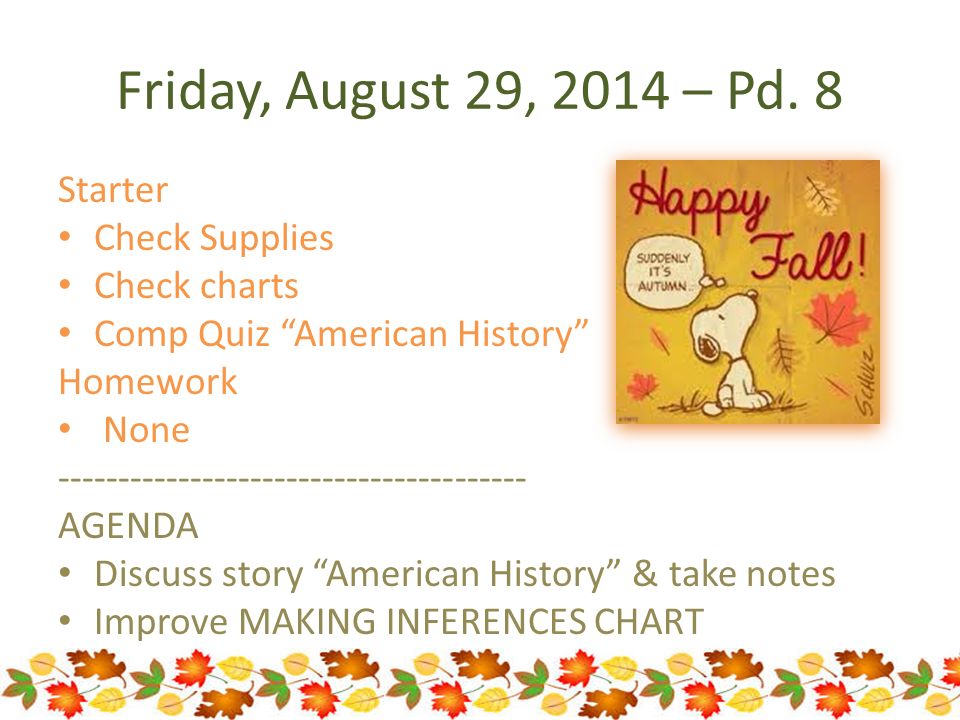Friday, August 29, 2014 – Pd.