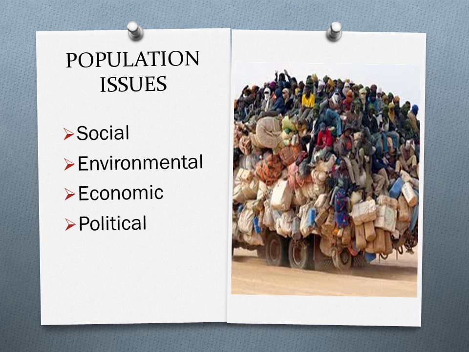 POPULATION ISSUES  Social  Environmental  Economic  Political