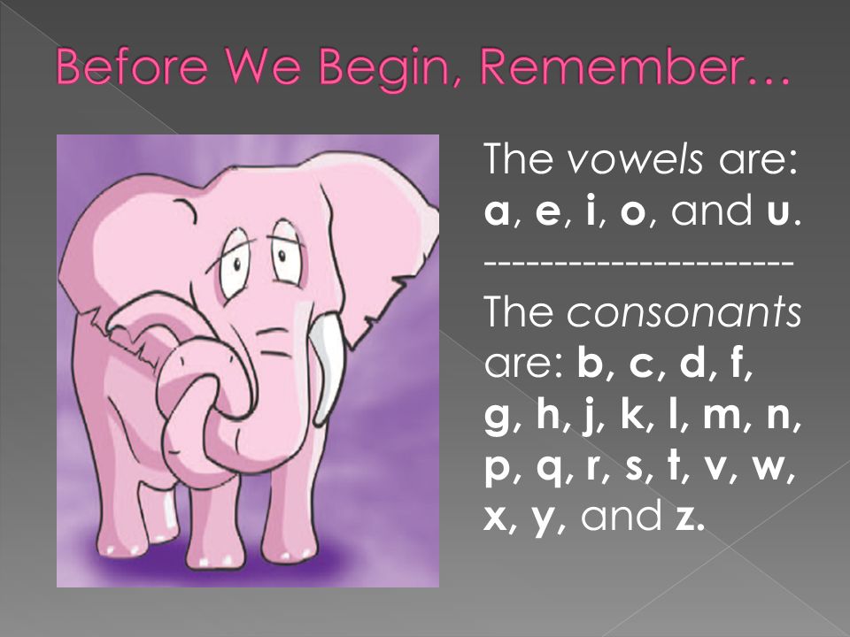 The vowels are: a, e, i, o, and u.