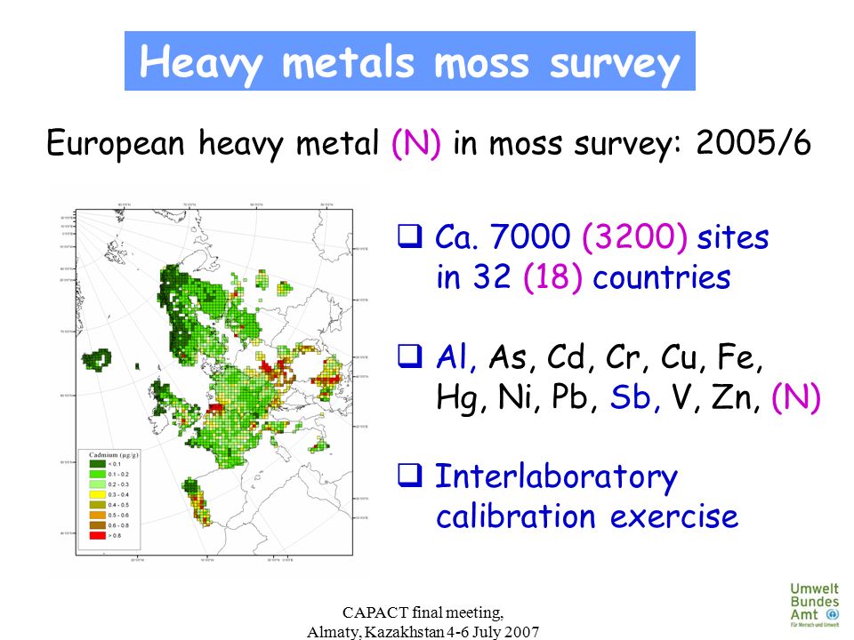 Heavy metals moss survey  Ca.
