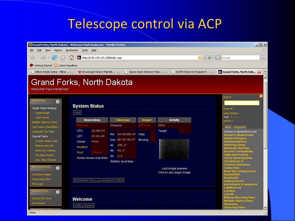 Telescope control via ACP