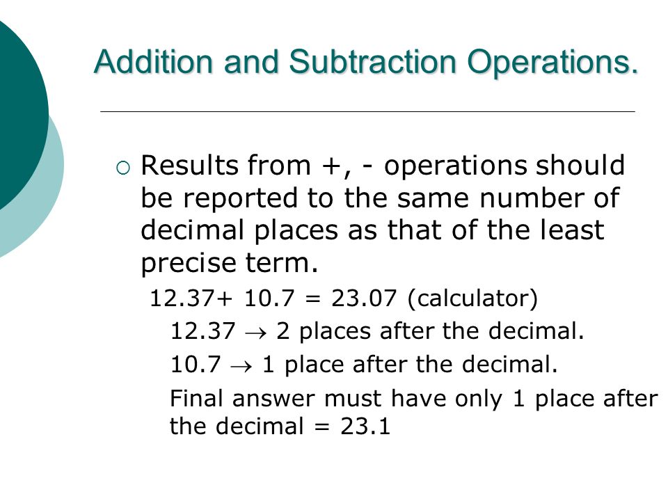 Addition and Subtraction Operations.