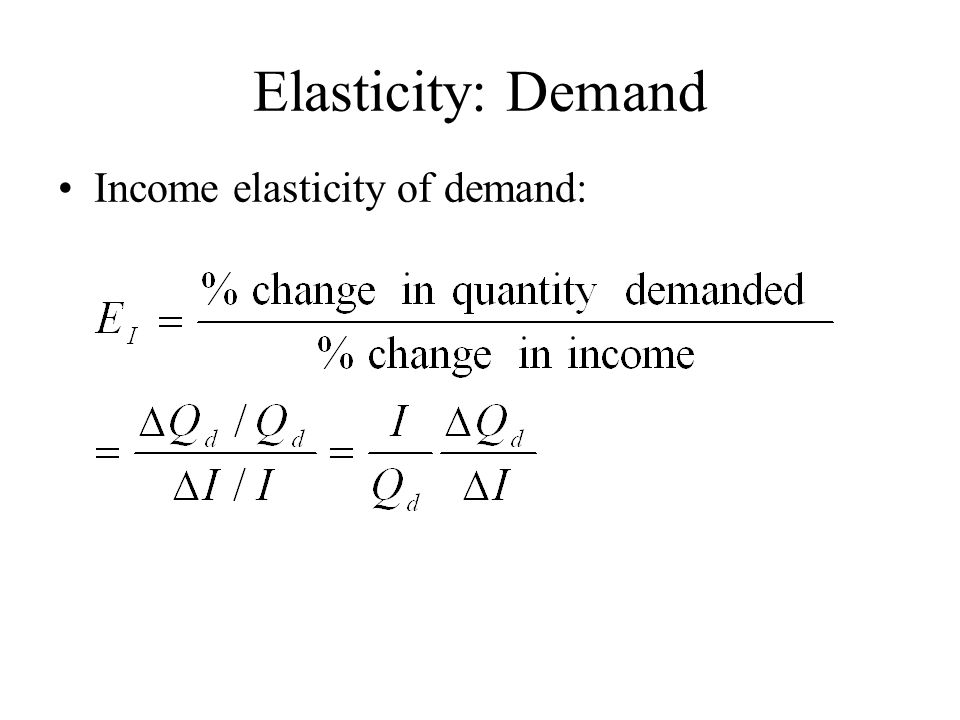 Elasticity: Demand Income elasticity of demand: