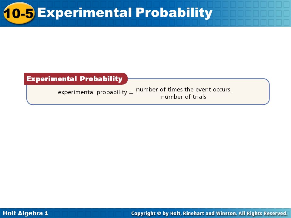 Holt Algebra Experimental Probability