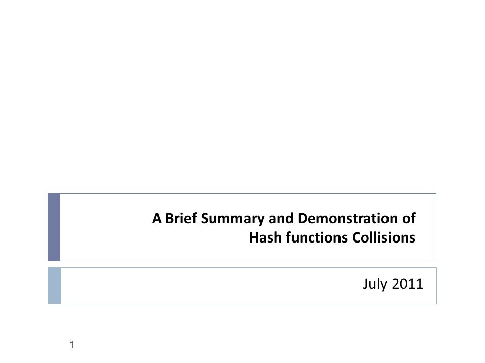 A Brief Summary And Demonstration Of Hash Functions