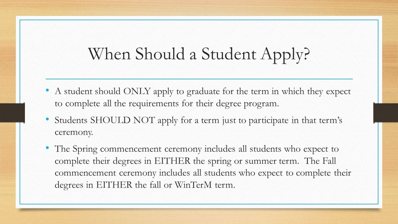 When Should a Student Apply.