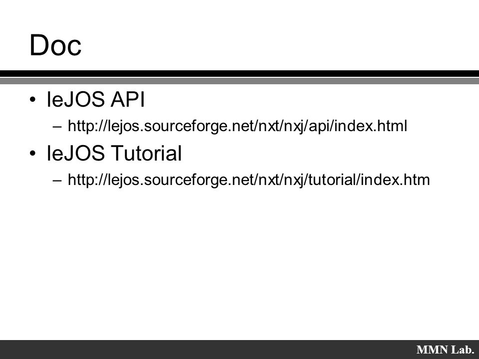 Doc leJOS API –  leJOS Tutorial –  MMN Lab.