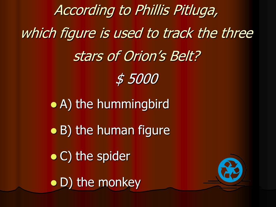 According to Phillis Pitluga, which figure is used to track the three stars of Orion’s Belt.