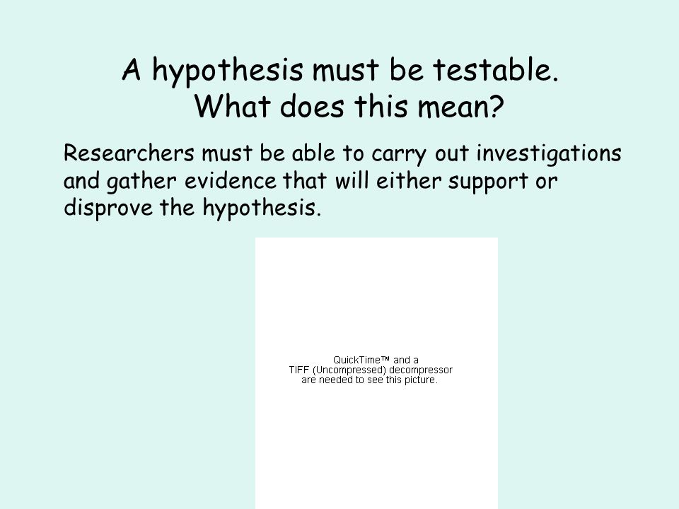 A hypothesis must be testable. What does this mean.