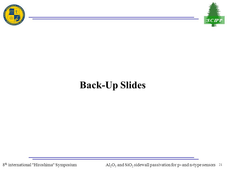 21 8 th international Hiroshima Symposium Al 2 O 3 and SiO 2 sidewall passivation for p- and n-type sensors Back-Up Slides