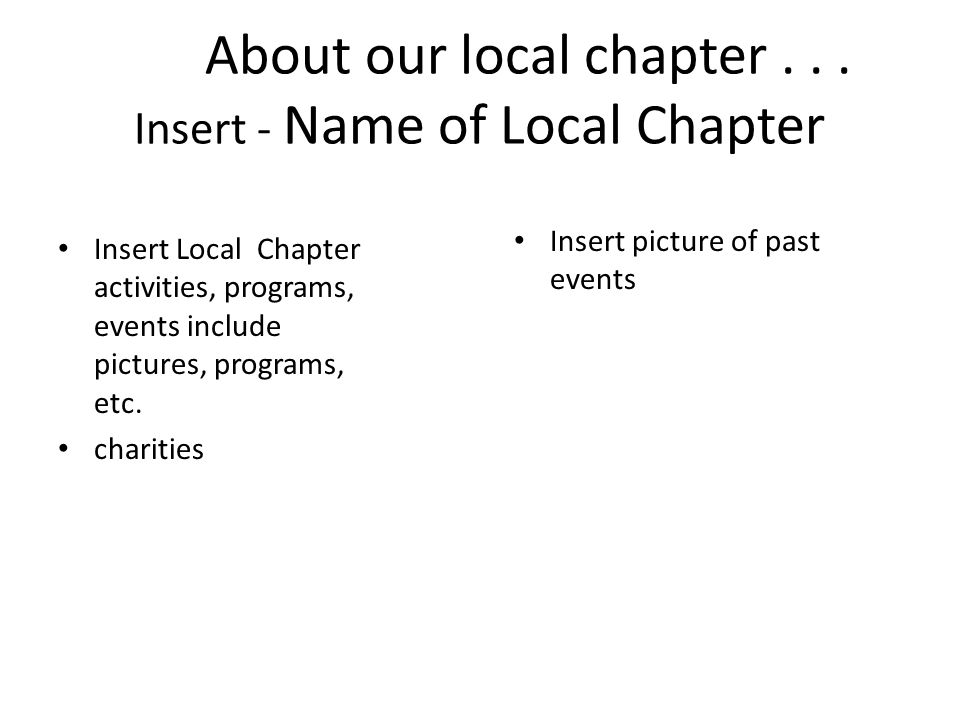 About our local chapter...