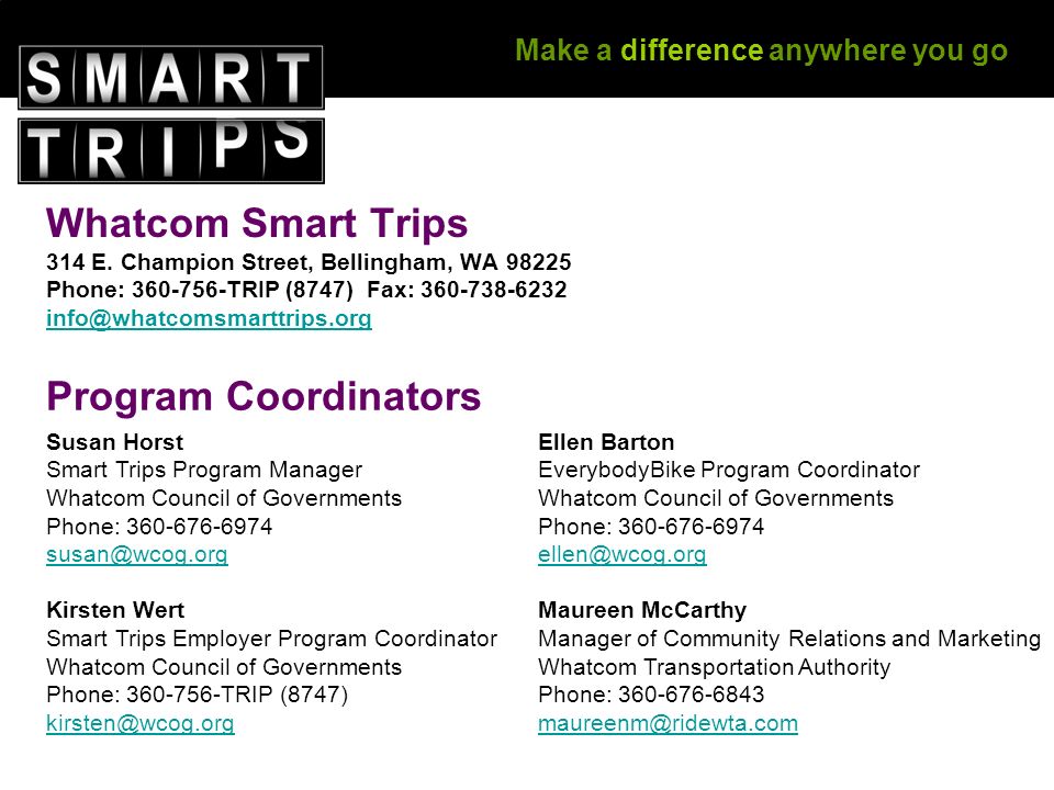 Make a difference anywhere you go Whatcom Smart Trips 314 E.