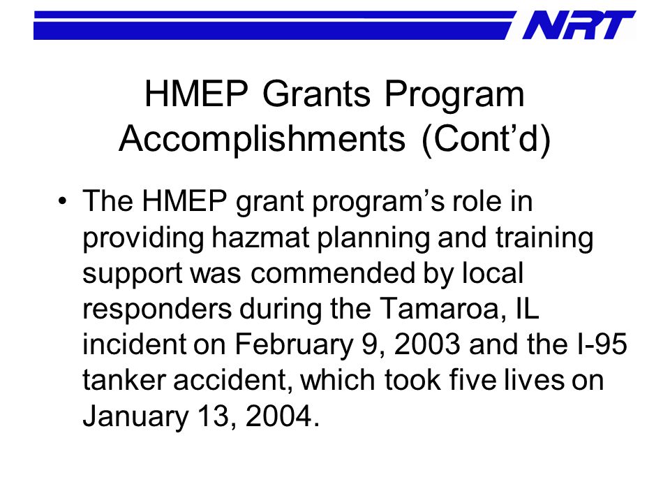 U S Dot Hazardous Materials Emergency Preparedness Hmep