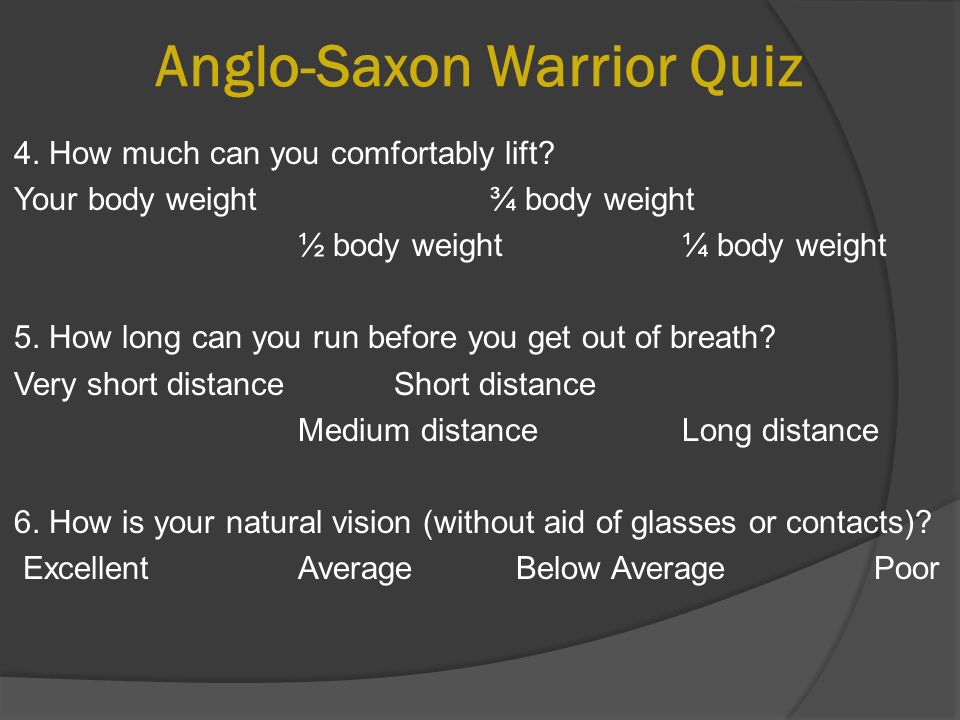 AngloSaxon Warrior Quiz Directions Write the answer that best