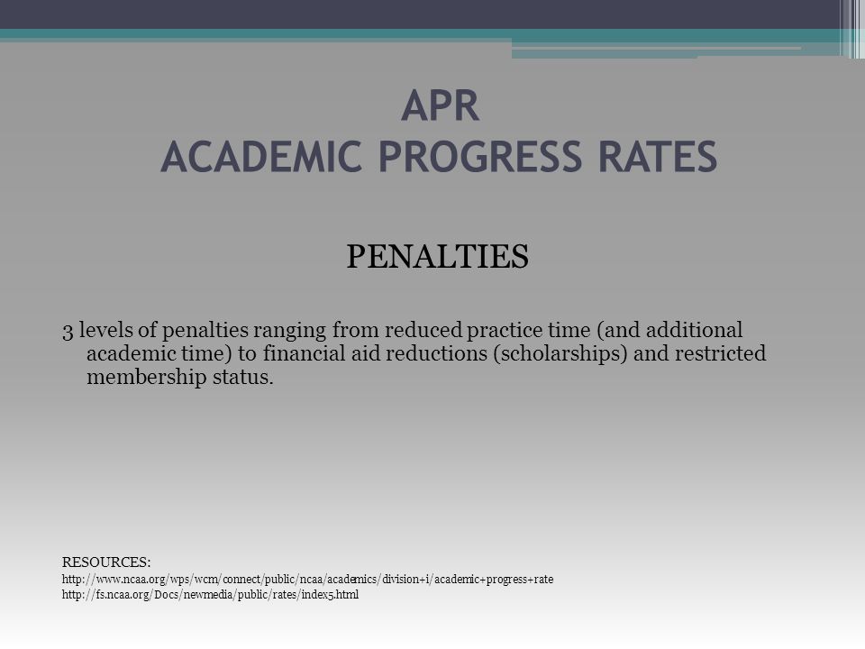 PENALTIES 3 levels of penalties ranging from reduced practice time (and additional academic time) to financial aid reductions (scholarships) and restricted membership status.