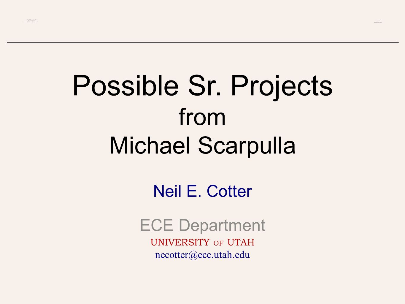 Possible Sr. Projects from Michael Scarpulla Neil E.