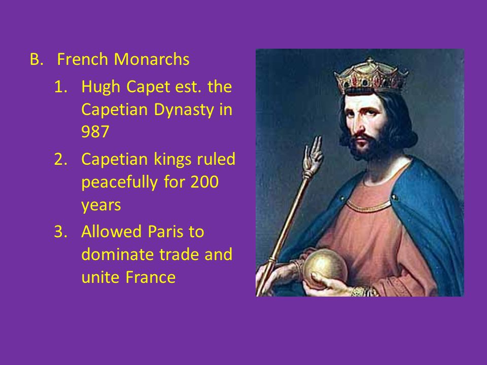 B.French Monarchs 1.Hugh Capet est.