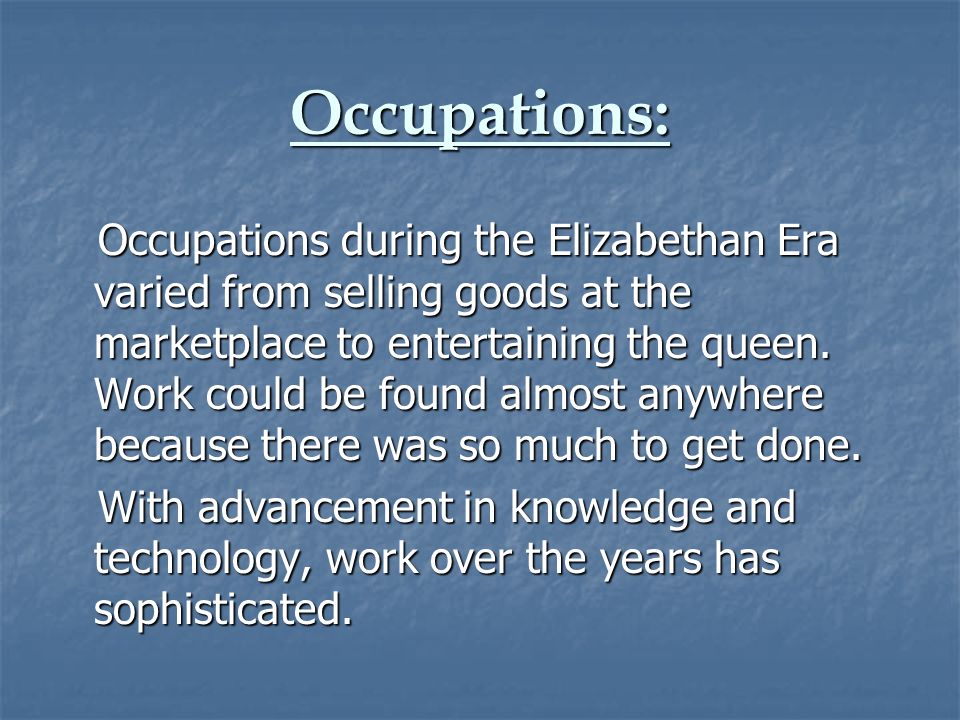 elizabethan era occupations and social classes