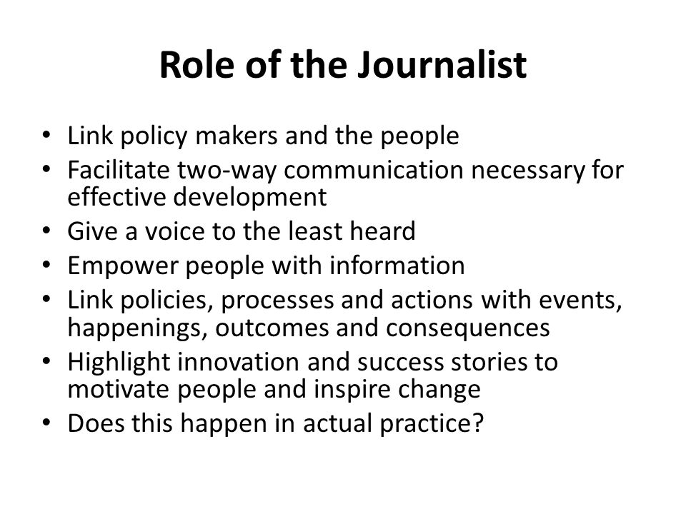 role of a journalist