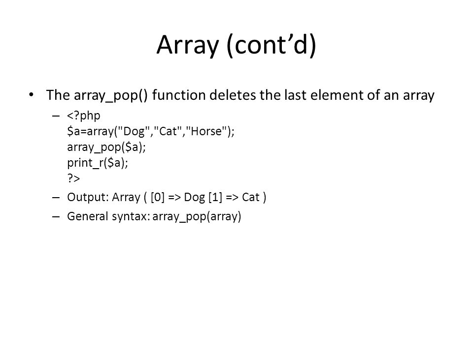 Forbrydelse Afspejling område Introduction to PHP – Part 2 Sudeshna Dey. Arrays A series of homogeneous  elements Elements have values in form of stored data Has a key associated  with. - ppt download