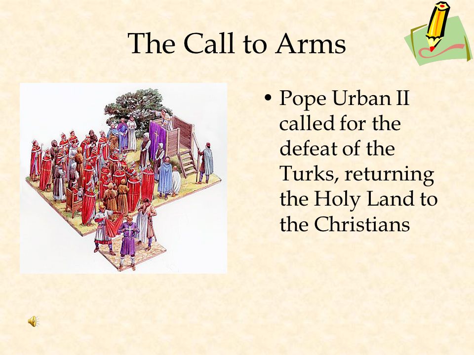 Causes of the Crusades Muslim Turks captured Jerusalem from the Byzantine Empire Muslims stopped Christians from Visiting Holy Land Christian pilgrims were attacked Byzantine Empire feared attack on Constantinople