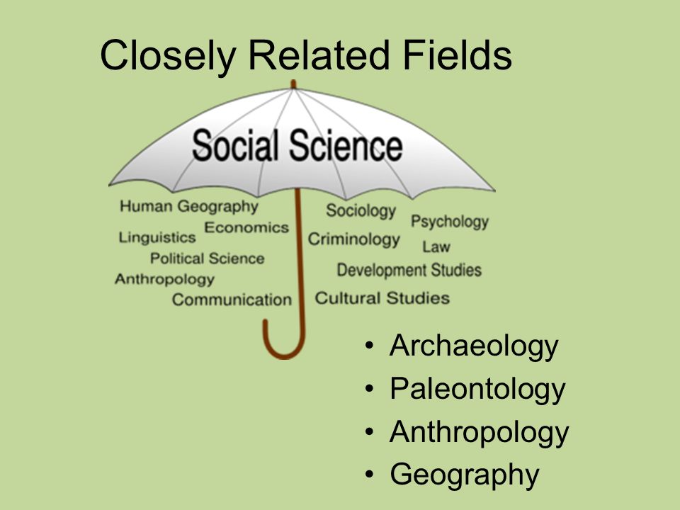 Closely Related Fields Archaeology Paleontology Anthropology Geography