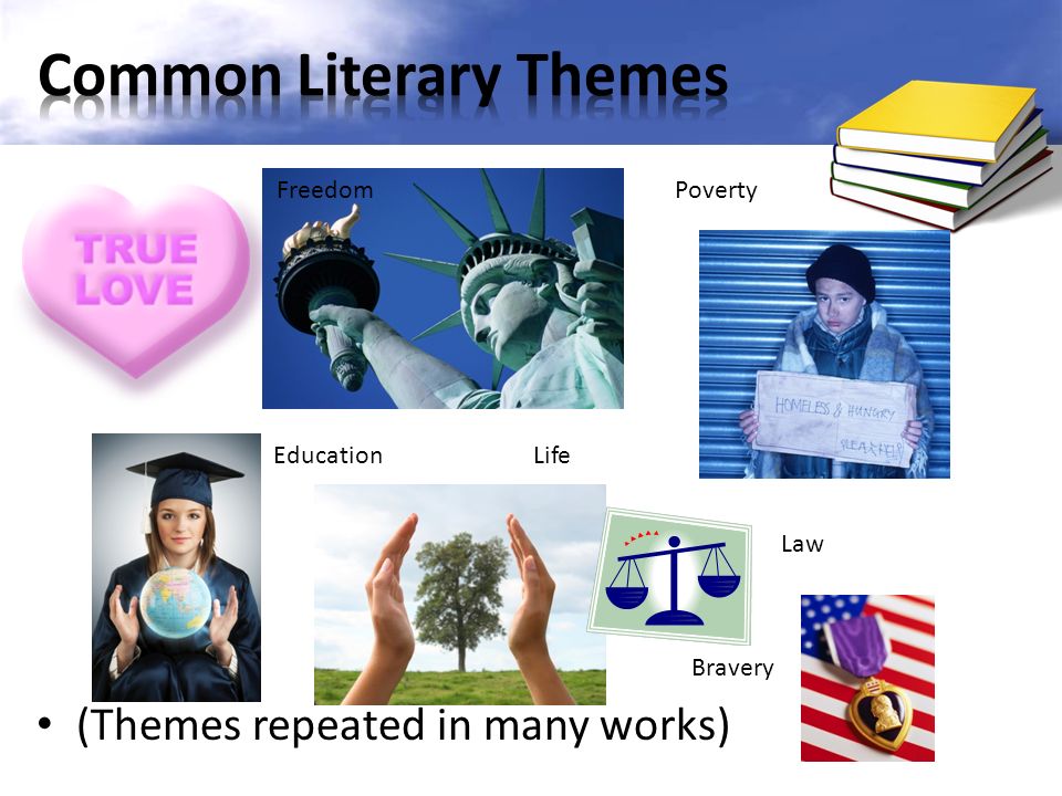 (Themes repeated in many works) FreedomPoverty EducationLife Law Bravery