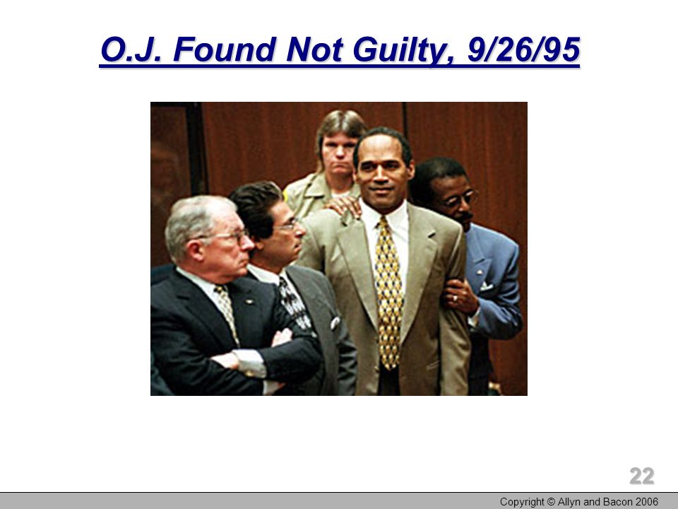 Copyright © Allyn and Bacon O.J. Found Not Guilty, 9/26/95
