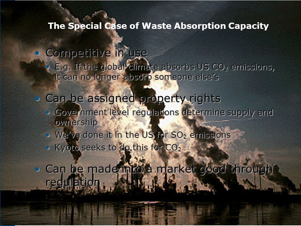 16 The Special Case of Waste Absorption Capacity Competitive in useCompetitive in use E.g.