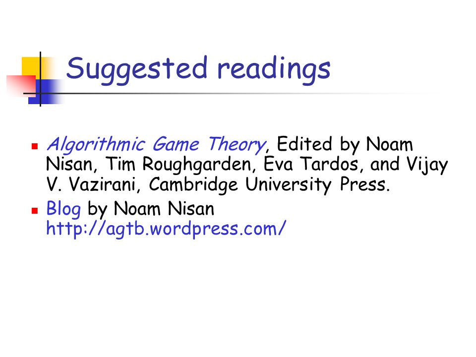 algorithmic game theory noam nisan