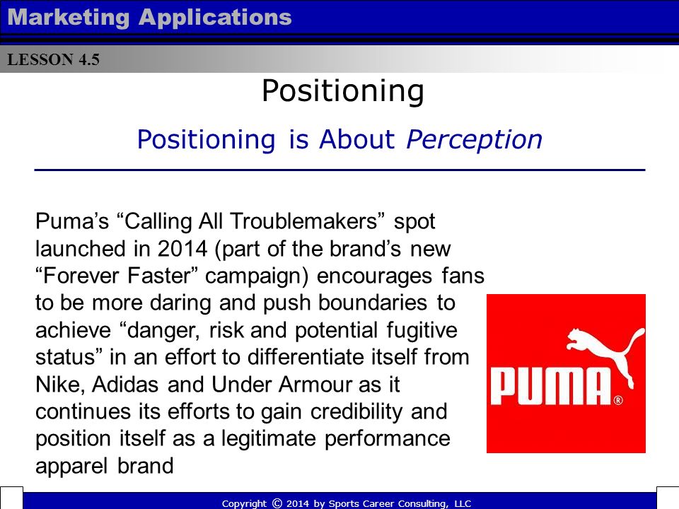 Lesson 4.5 – Positioning Copyright © 2014 by Sports Career Consulting, LLC.  - ppt download