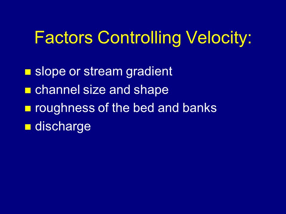 Top view Maximum velocity at the centre Side view Maximum velocity is just below the surface