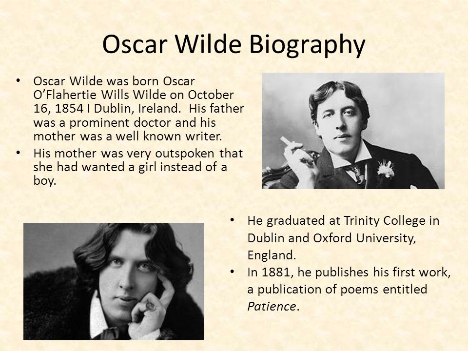 Oscar Wilde Biography Oscar Wilde was born Oscar O’Flahertie Wills Wilde on...