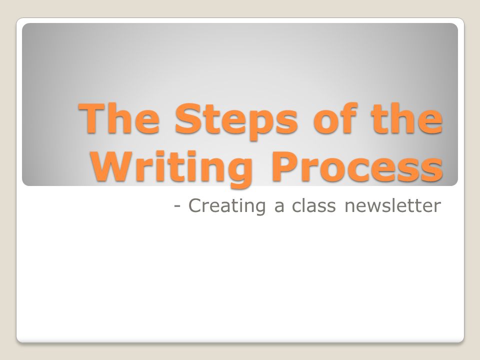 The Steps of the Writing Process - Creating a class newsletter