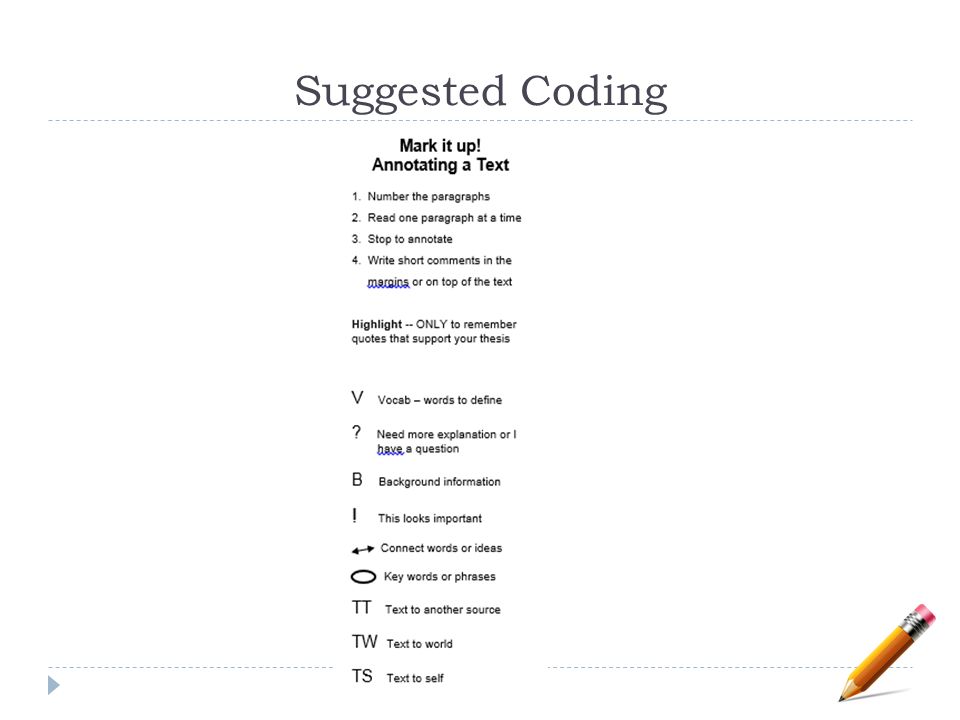 Suggested Coding