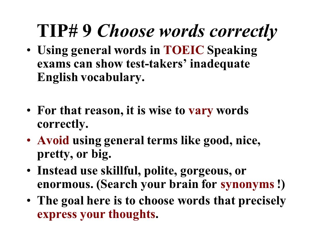 10 Strategies to do well in TOEIC Speaking Exams By Thomas Gowing 26/01/12  By following some tips, non-native English speakers can get high or higher  scores. - ppt download