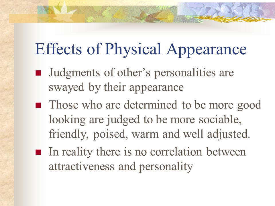 Personality physical appearance Building Attraction: