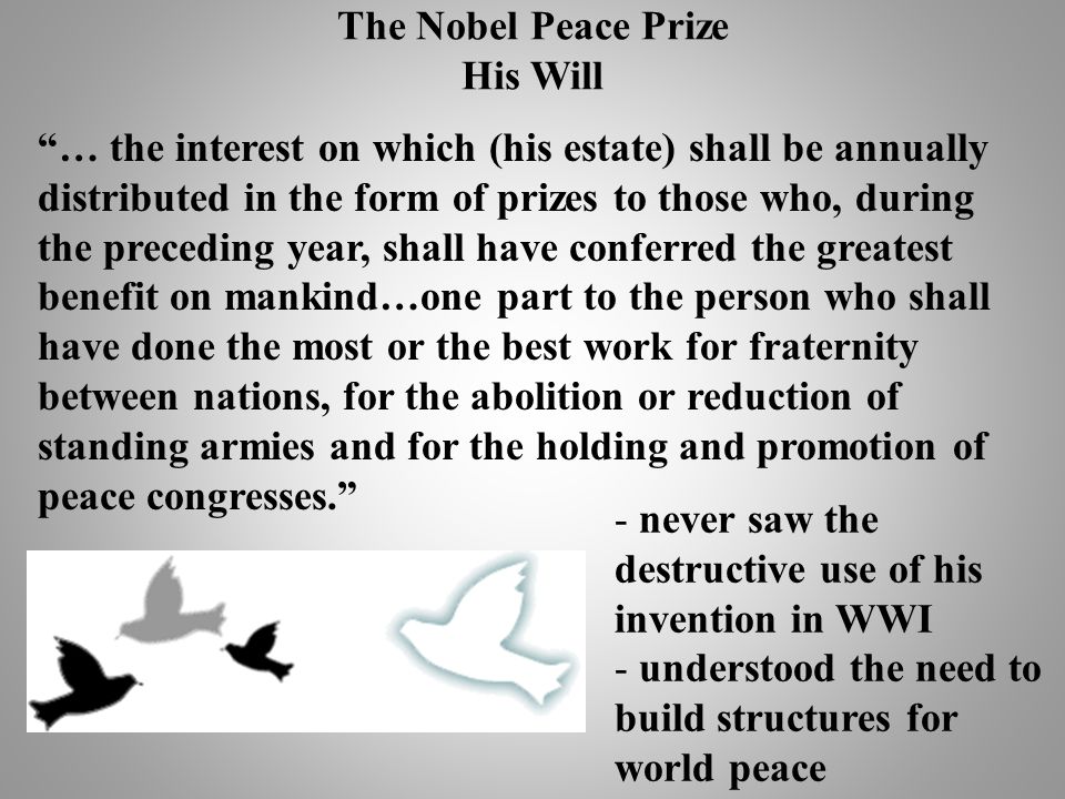 Image result for “those who, during the preceding year, shall have conferred the greatest benefit on mankind.”