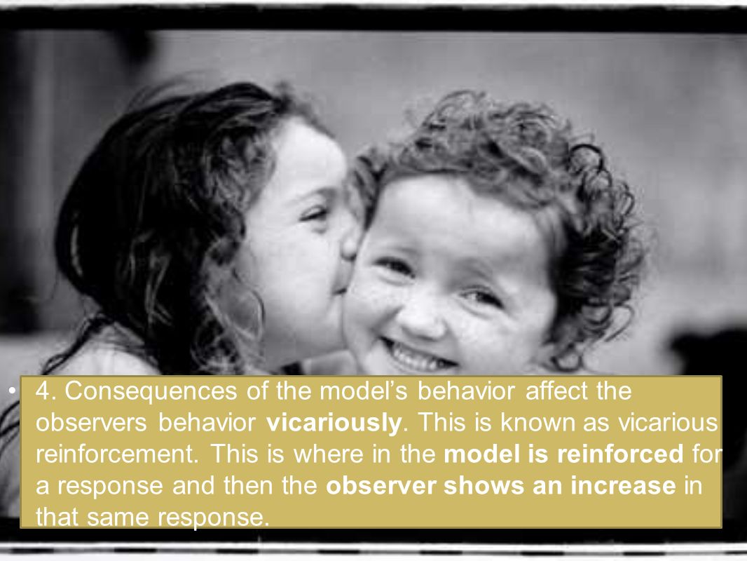 4. Consequences of the model’s behavior affect the observers behavior vicariously.