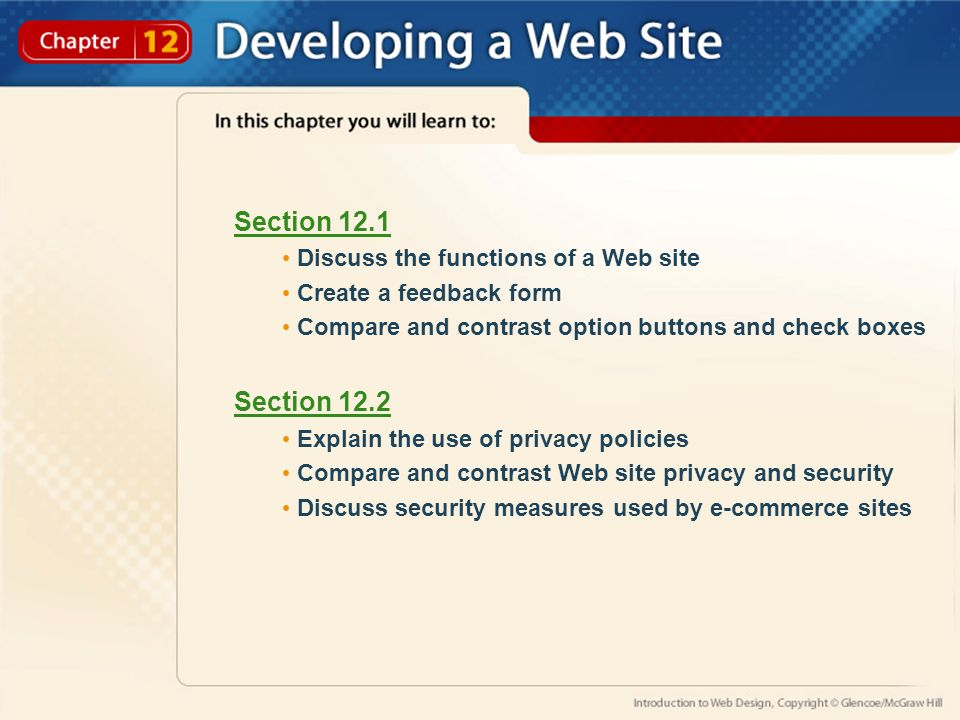 Section 12 1 Discuss The Functions Of A Web Site Create A Feedback